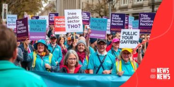 Media coverage highlighting rallies by public sector workers