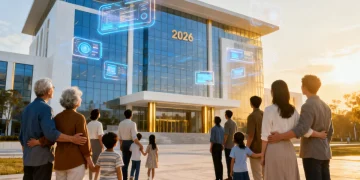 Diverse individuals seeking 2026 public assistance benefits at a government center.