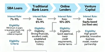 Infographic detailing various small business loan types and their characteristics in 2026
